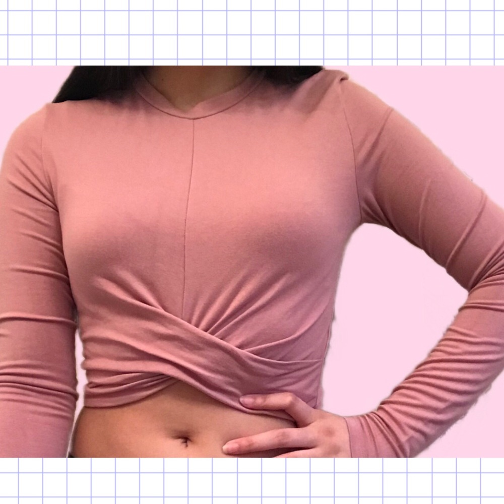 H&M Dusty Pink Wrap Crop Top